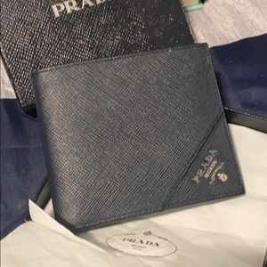 Royal Blue Prada Saffiano Bifold Wallet